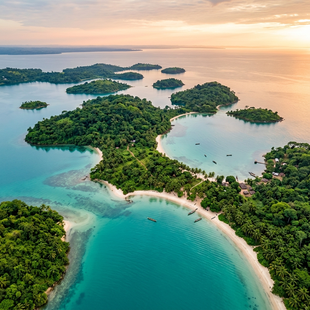 Aerial view of the Ssese Islands on Lake Victoria, Uganda